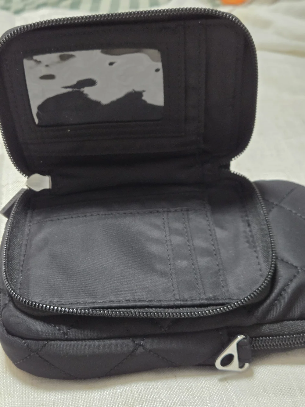 NEW IHKWIP Quilted Black Men's Crossbody Phone Bag Wallet Travel Bag